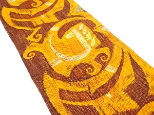 手織り紬　更紗模様織り出し名古屋帯